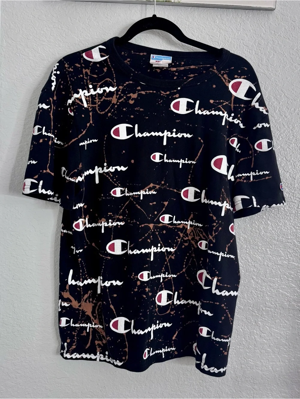 Champion Black Graphic Logo Tee with Brown Splatter - Picture 4 of 5